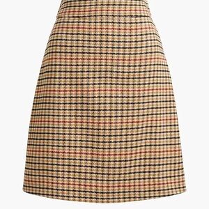 Plaid wool-blend A-line mini skirt